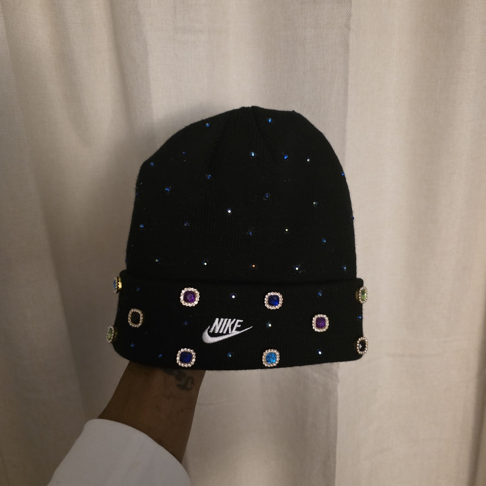 Nike Black Beanie with Colorful Gem Details